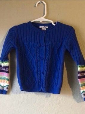 Hartstrings Sweater Girls Button Down Blue Knit Cardigan Sweater Toddler Girl 2T